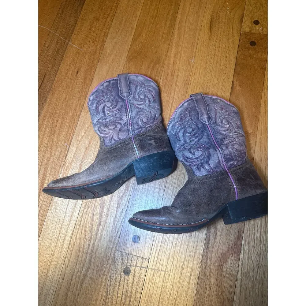 Dan Post Cowboy Western Boots Kids Sz 12.5D Distressed Brown Leather